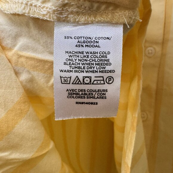 LOFT Shirt Womens Yellow Stripe Long Sleeve Button Size Large Mediumweight - Picture 6 of 8